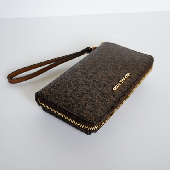 Michael Kors JST ZA Phone Holder Wristlet MK Brown - Picture 4 of 8